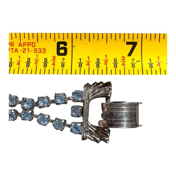 Vintage Juliana  Silver Tone Blue Glass Rhinestone Bracelet  7" Elegant Art Deco - Picture 4 of 8